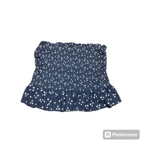 NoBo Navy Star Ruffled Botton Tube Top